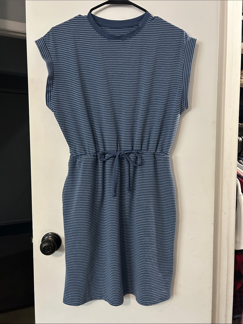 a new day Blue and White Striped Crewneck Tee Dress Small